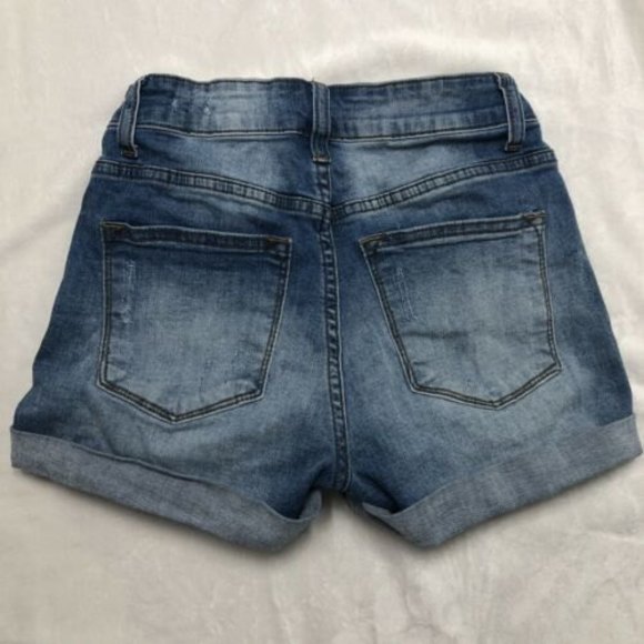 Kancan Shorts Women's 3/25 Light Jean Denim Distressed Destroyed High Rise - Picture 4 of 8